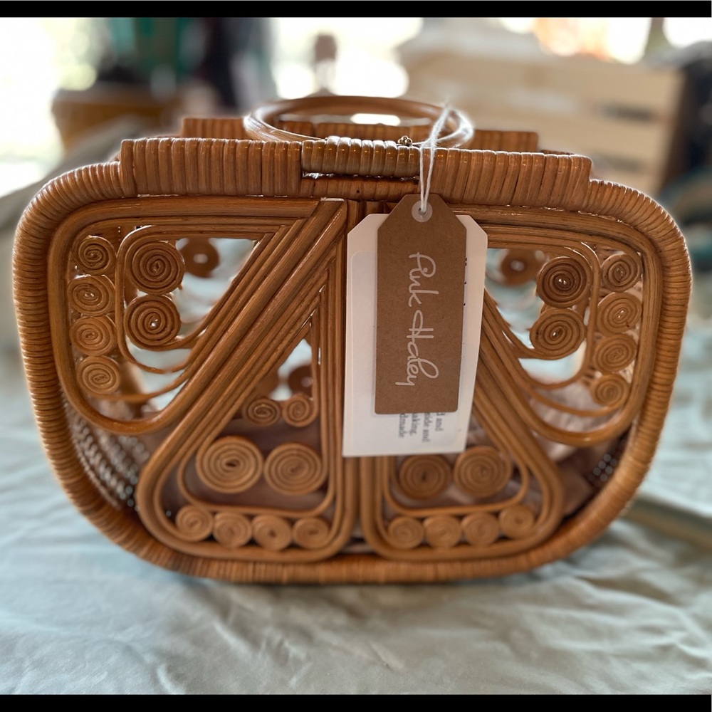 Pink Haley rattan bag
